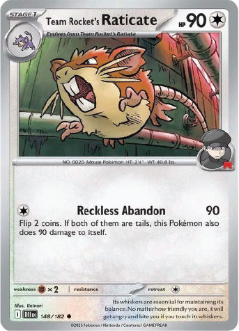 Pokemon card: Reckless Abandon, 90 damage