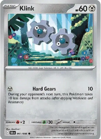 Hard Gears Pokemon card: Two Klink Pokemon in a forest