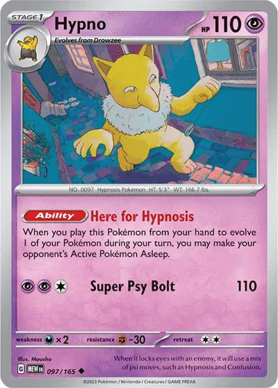 Raticate card, "Here for Hypnosis" ability, Super Psy Bolt 110