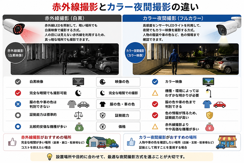 防犯カメラで夜間カラー撮影