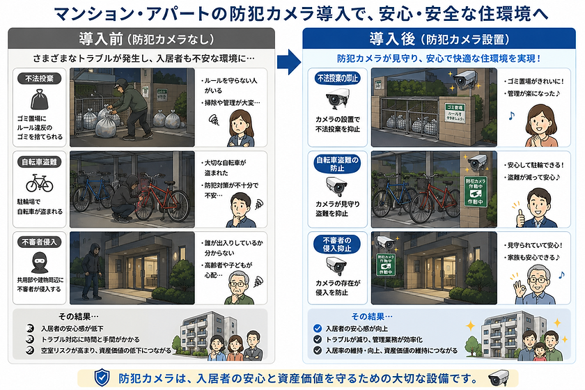 アパートマンションの防犯カメラ設置効果