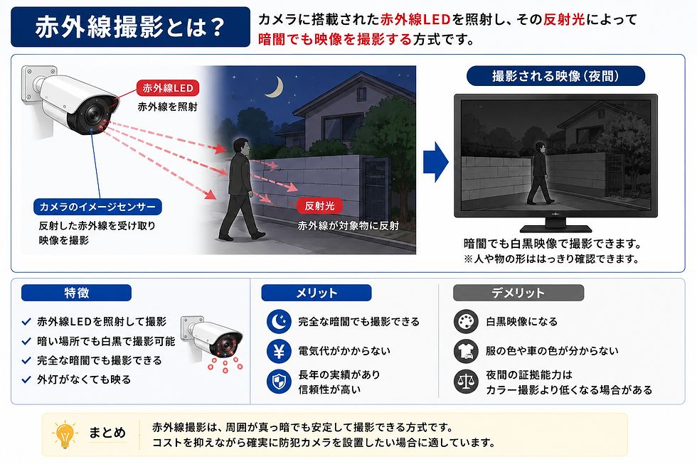 防犯カメラの夜間赤外線撮影とは?