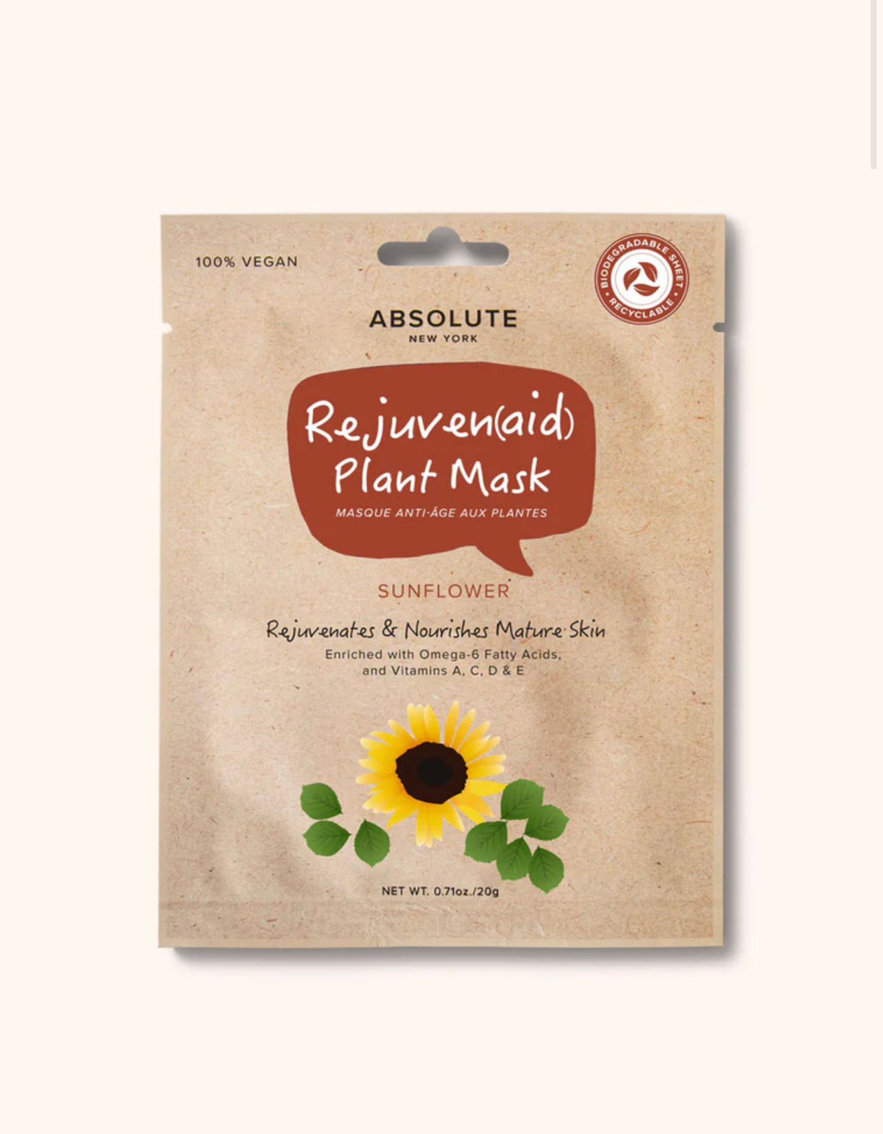Rejuven Aid Mascarilla Facial de Girasol