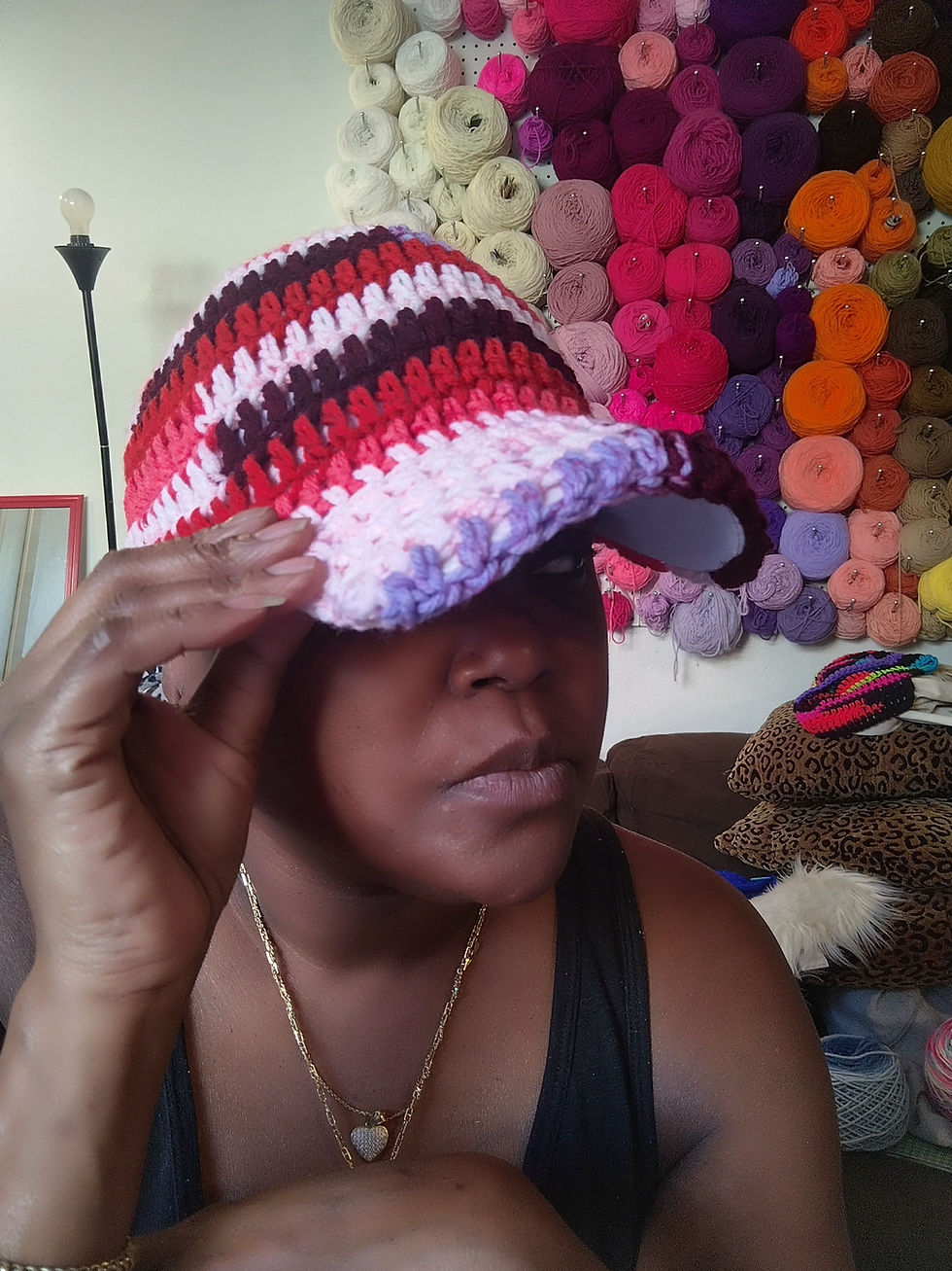 Thumbnail:  Burgundy Mosaic Crochet Baseball Hat 