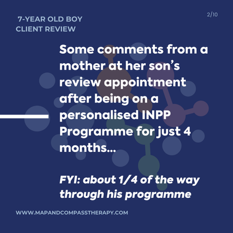 slide show of 7 year old boy's progress during INPP Programme
