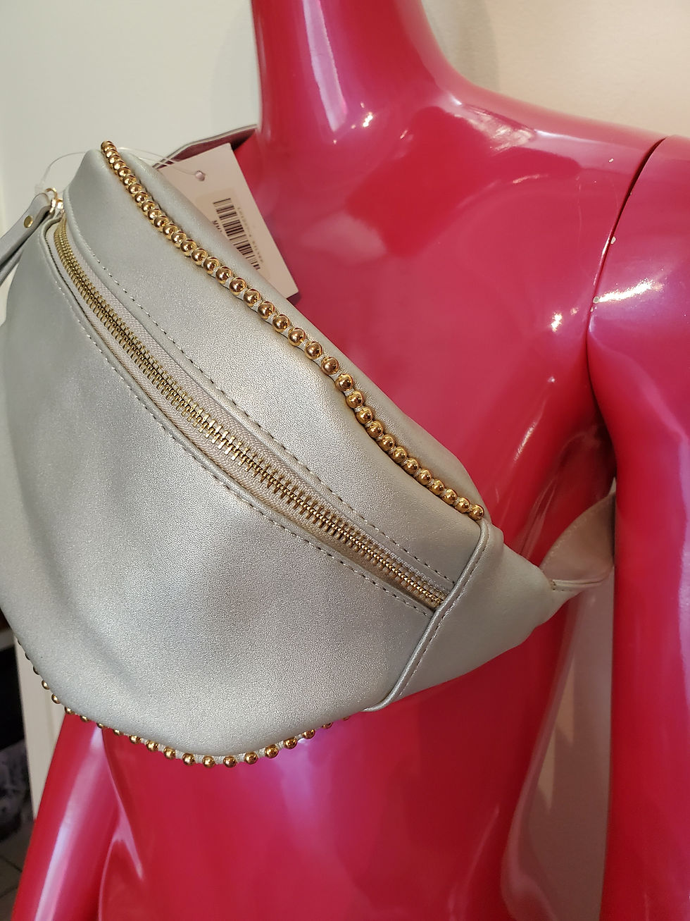 Thumbnail: Fanny pack/slinging Silver leather with gold