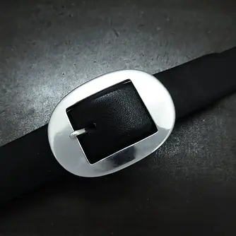 シル バー925オーバルバックルベルト