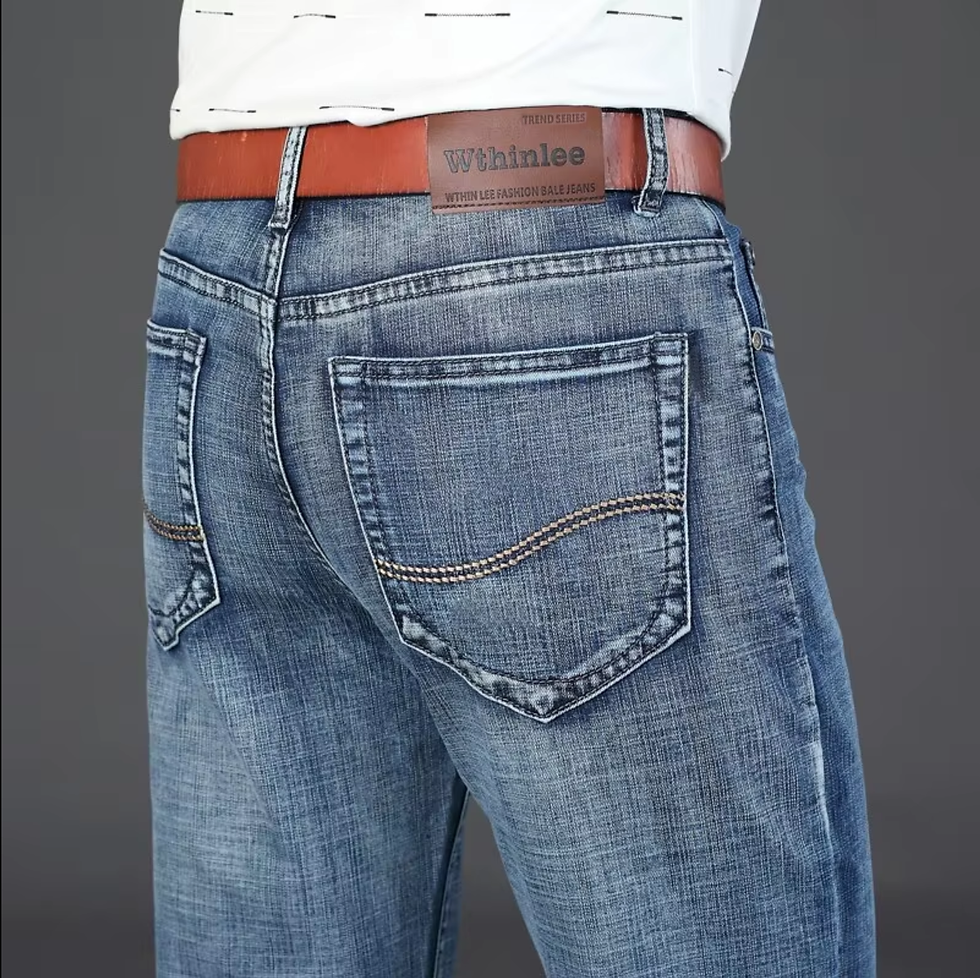 Miniatura: Wthinlee New Business Men's Jeans Casual Straight Stretch Fashion Classic Blue B