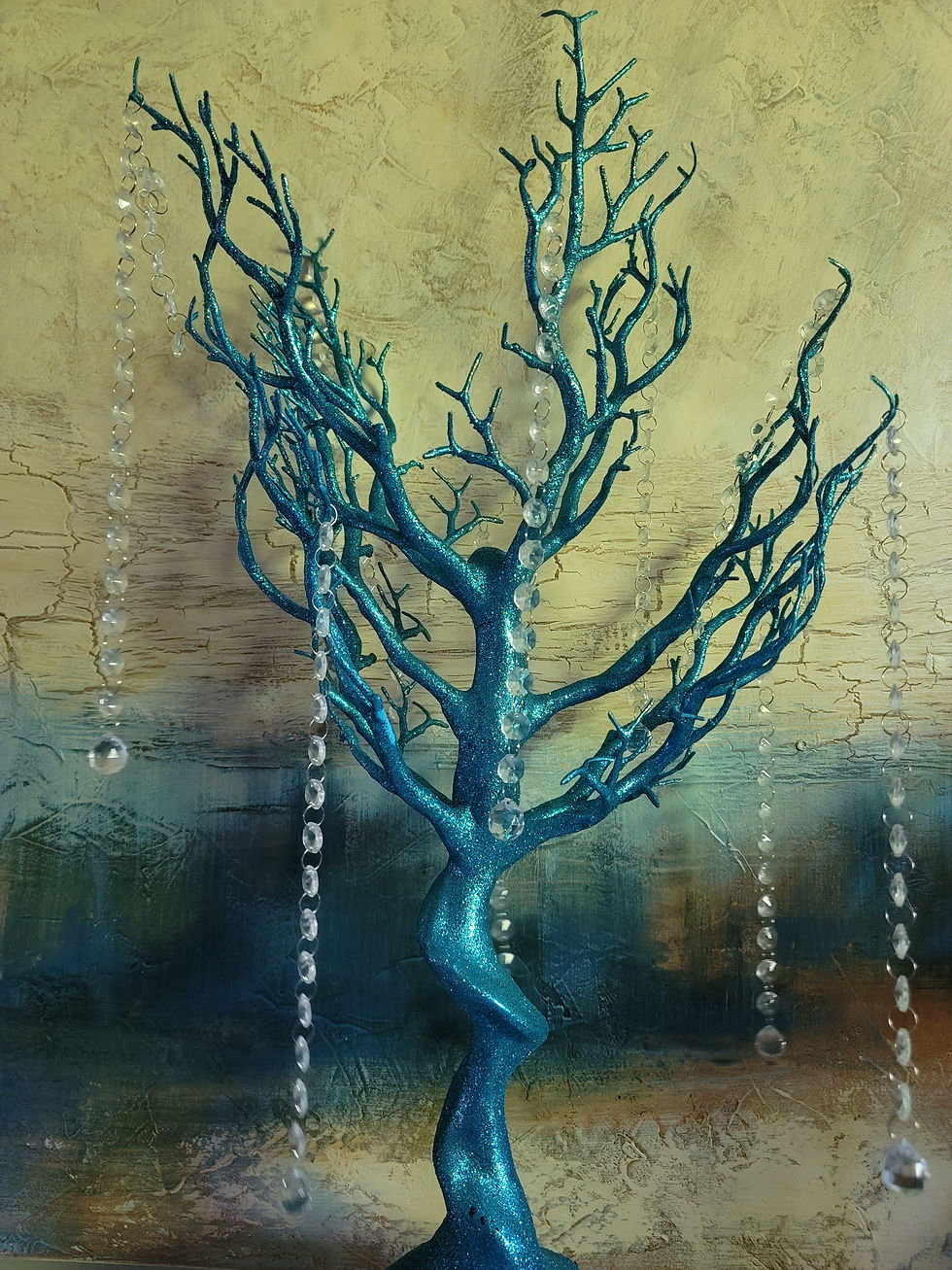 Manzanita tree, sparkle blue with gems