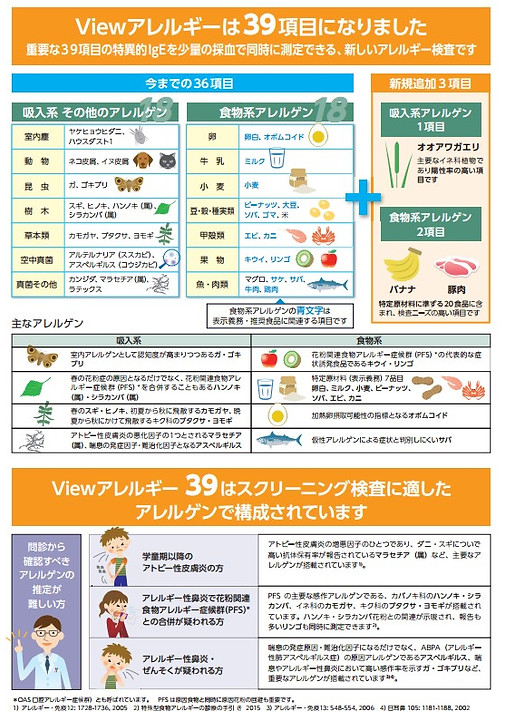 アレルギー検査の項目
