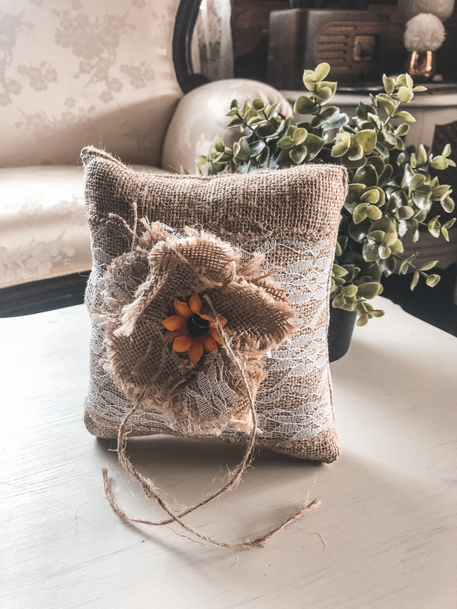 Burlap Ring Pillow