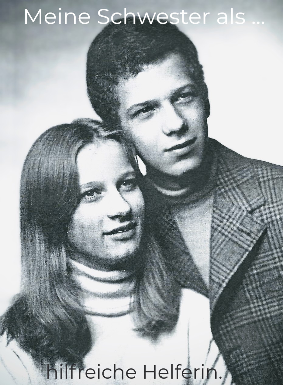 SchwarzweiĂ Foto der Schwester des Blogbetreibers und seiner selbst.