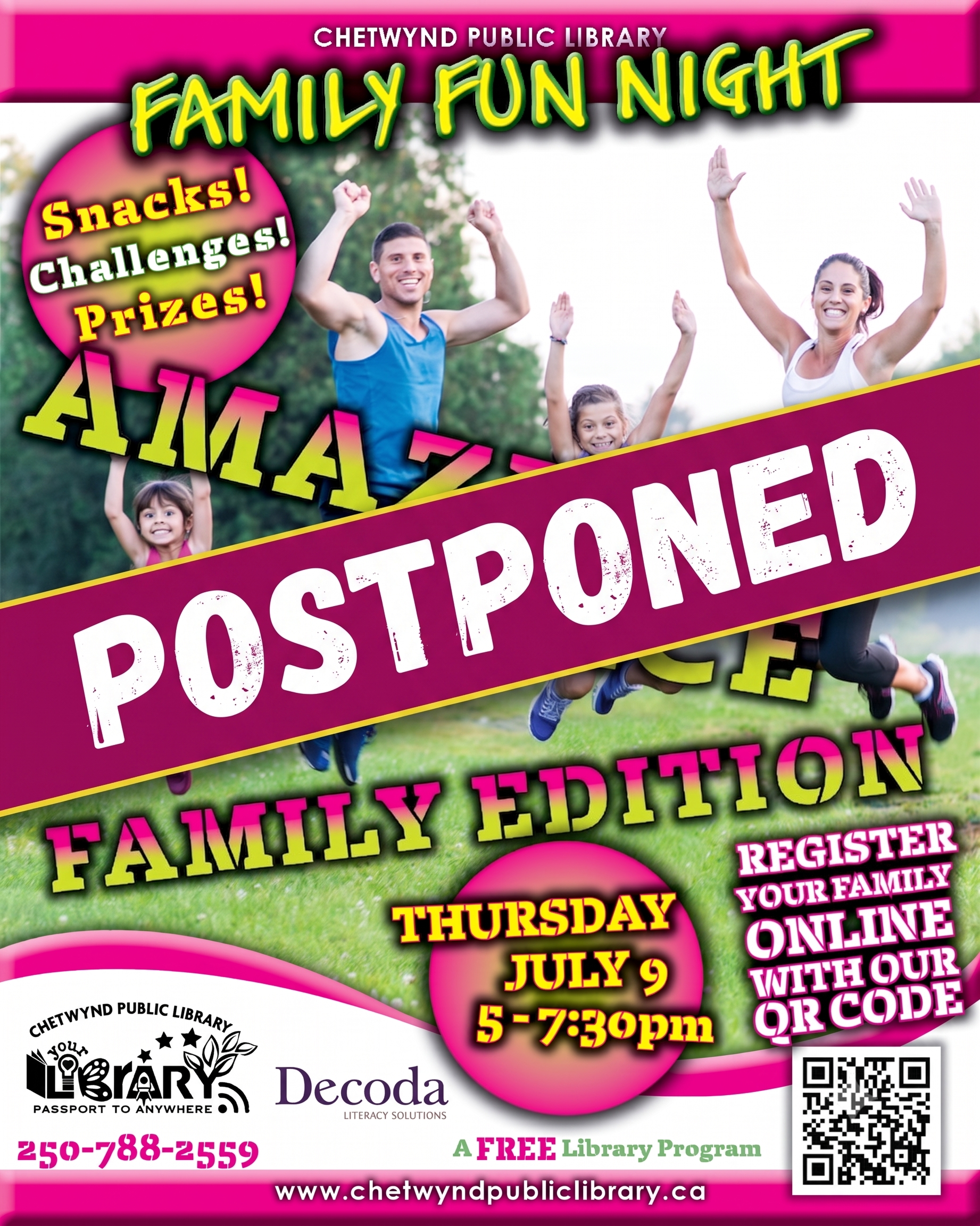 POSTPONED: Family Fun Night at the Library: Amazing Race – Family Edition
