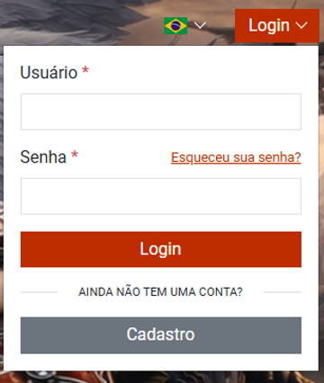 Tela de login do painel do usuário