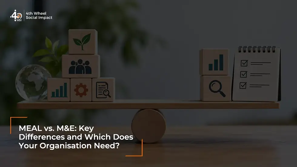 MEAL and M&E comparison with data, people and learning icons