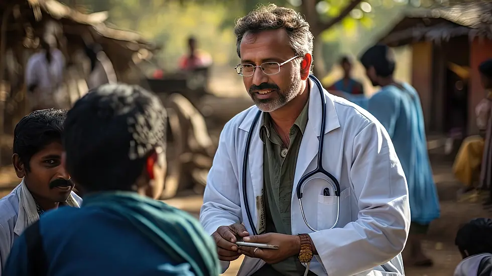 A doctor screening rural patients under a CSR program