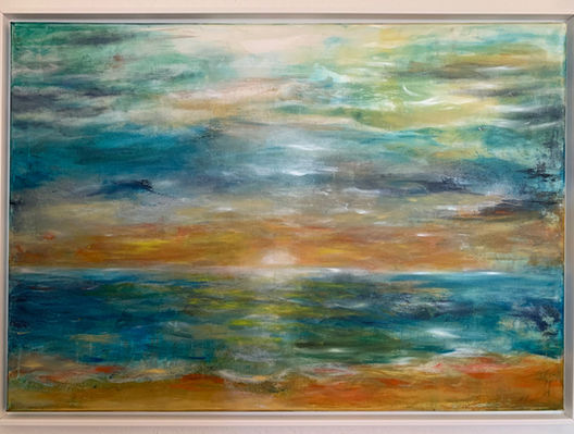 Iridescent, pearl, sunset, Sonnenuntergang, Meer, Strand, Abstrakter Realismus