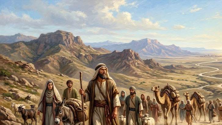 Eye-level view of a solitary traveler standing on a rugged path overlooking a vast, open land