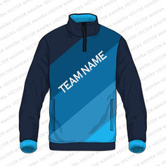 Customized jackets and tracksuits in Bengaluru India, sports team jackets online in bulk, tracksuits manufacturer and printer in Bangalore, custom sports jackets and tracksuits in bulk, full sublimated polyester and Lycra jackets manufacturer in India, premium full printed polyester jacket manufacturer in bangalore India, sports jacket manufacturer, Blue sports jacket top with TEAM NAME. SPORTS JERSEY, on white background vector image.