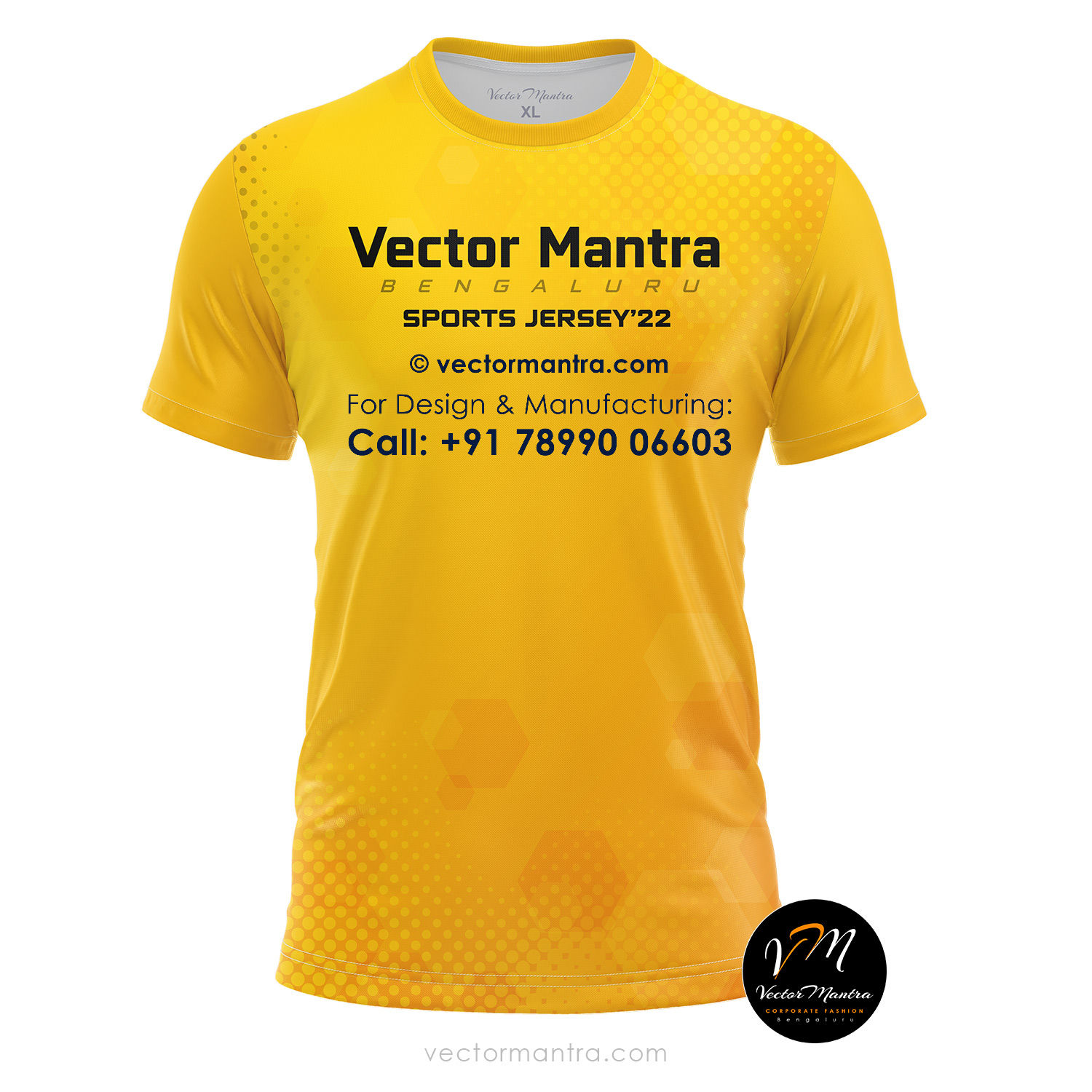 Yellow jersey front view, full sublimation printed jersey, sports jersey manufacturer in India, Jersey printing near me,
