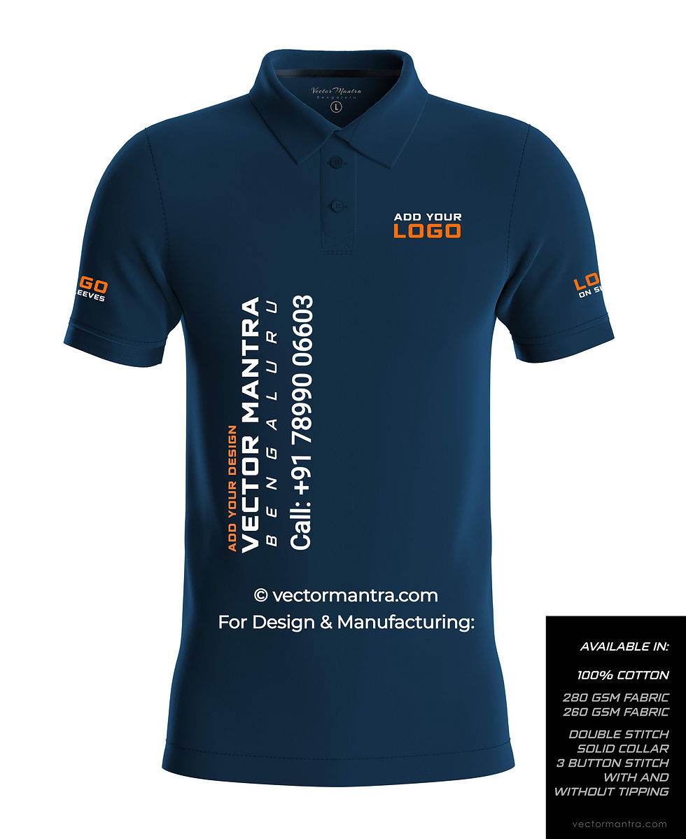 Thumbnail: Navy Blue Polo T-shirt Manufacturer in Whitefield, Polo T-shirt Manufacturer in Bulk, Corporate t-shirts Supplier Bangalore