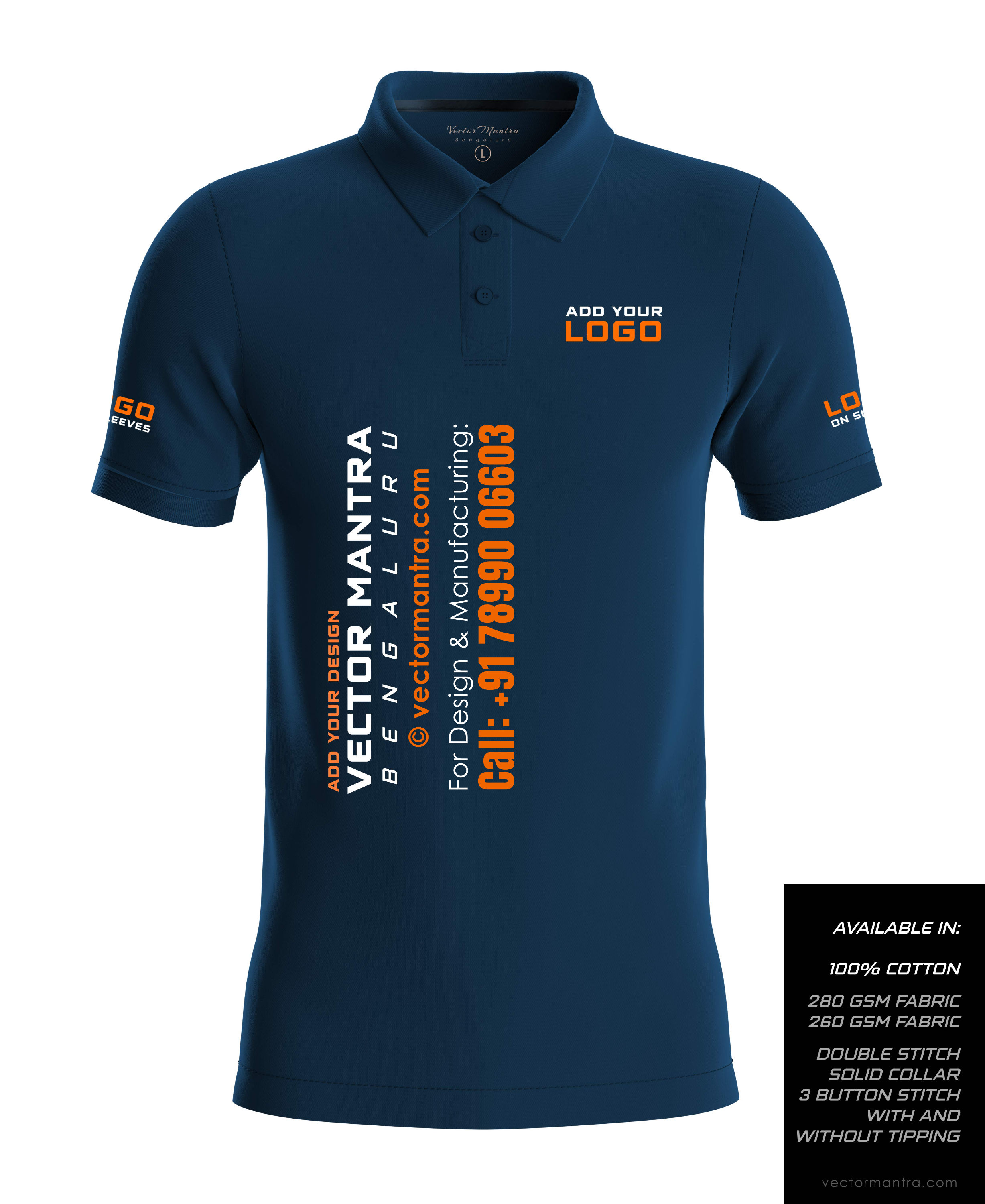 Navy Blue Polo T-shirt Manufacturer in India, Customized polos online in bulk, College Fest T-shirts, Corporate t-shirts Blr,