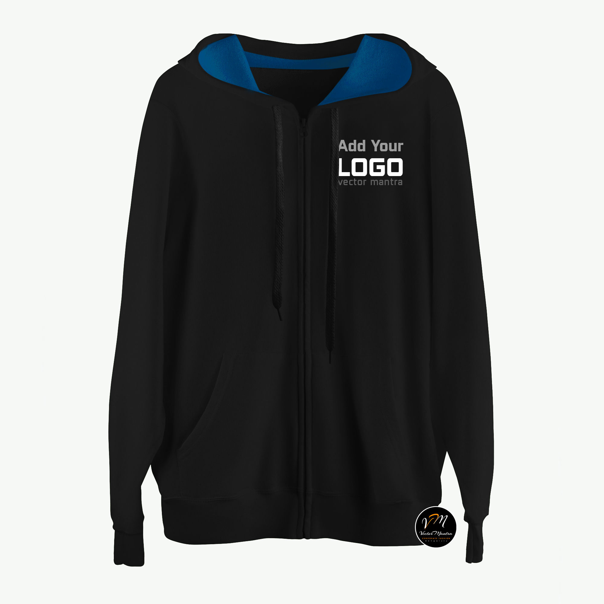 black hoodie with blue lining, customized hood with lining, customised black hoodies, custom hoodie near me, blue hoodies,