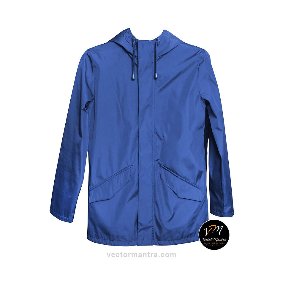 Thumbnail: Navy Blue Hooded Raincoats, custom blue raincoat, raincoat manufacturer in Bangalore, premium raincoat supplier in India,