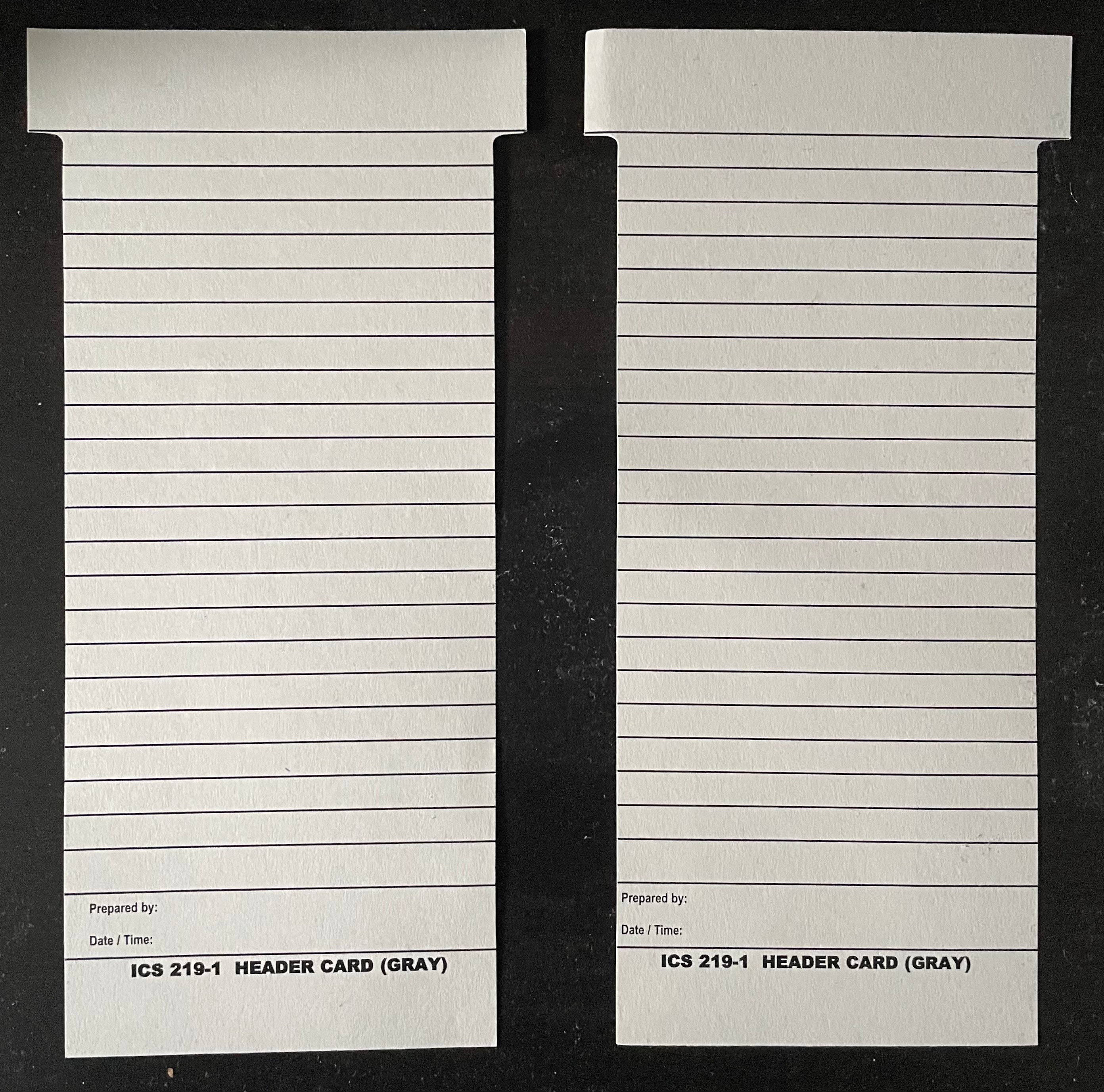 ICS-219-1: Header Card - Grey