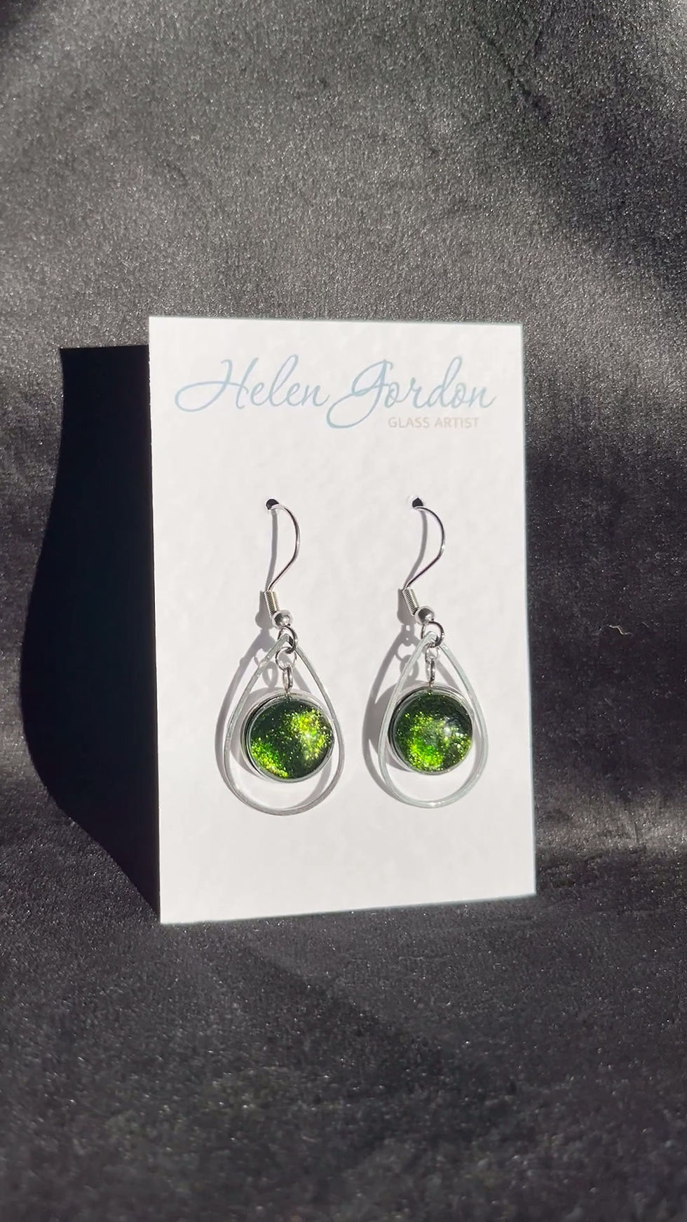 Thumbnail: Sparkling Green Silver Tear Drop Earrings
