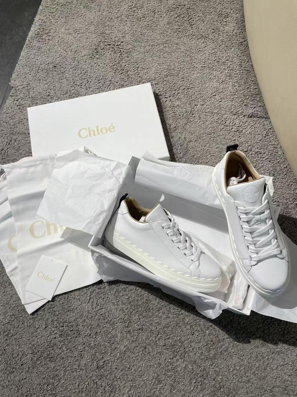 縮圖：CHLOÉ  花瓣緞帶Logo尾小白鞋