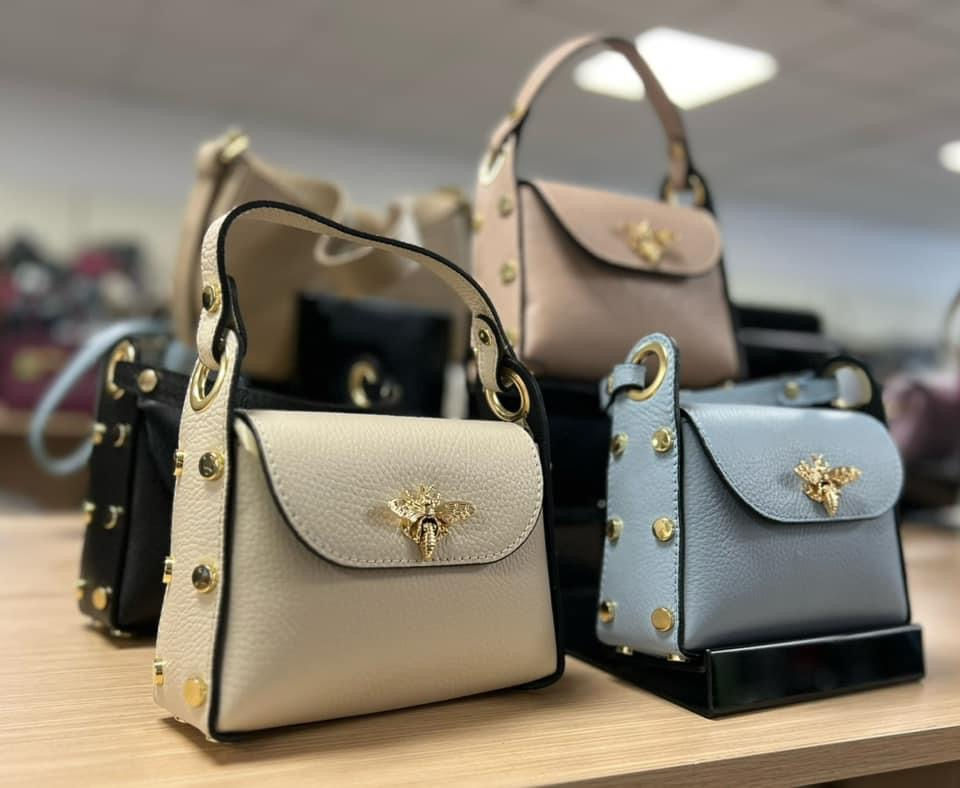 縮圖：義大利真皮革系列 小蜜蜂橫式手機包/手把鏈條包