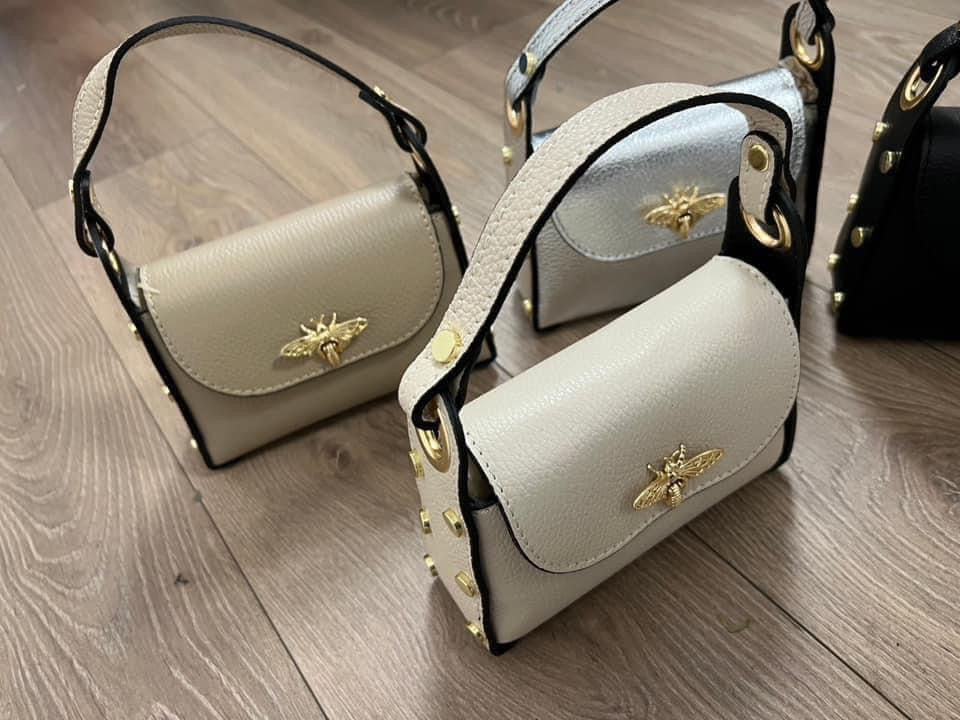 縮圖：義大利真皮革系列 小蜜蜂橫式手機包/手把鏈條包