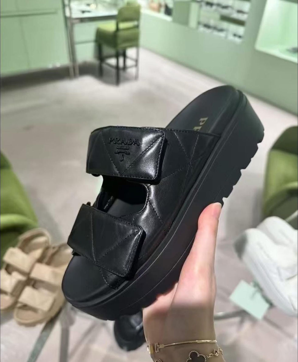 縮圖：Prada  黑標nappa皮革增高6公分拖鞋
