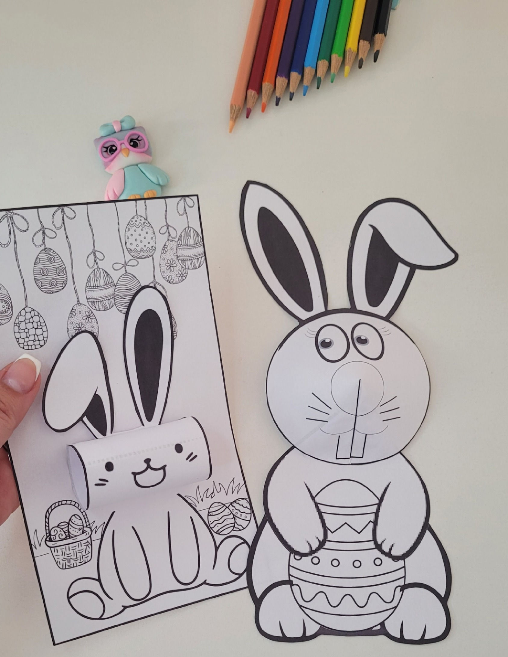 Atividade 3D para colorir Coelhinho da Páscoa