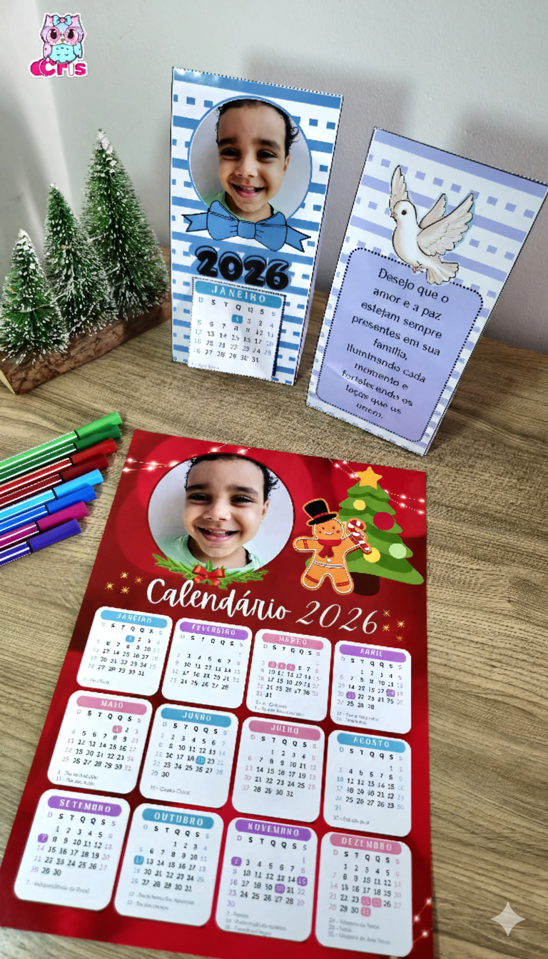 Thumbnail: CALENDÁRIO 2026 EDITÁVEL