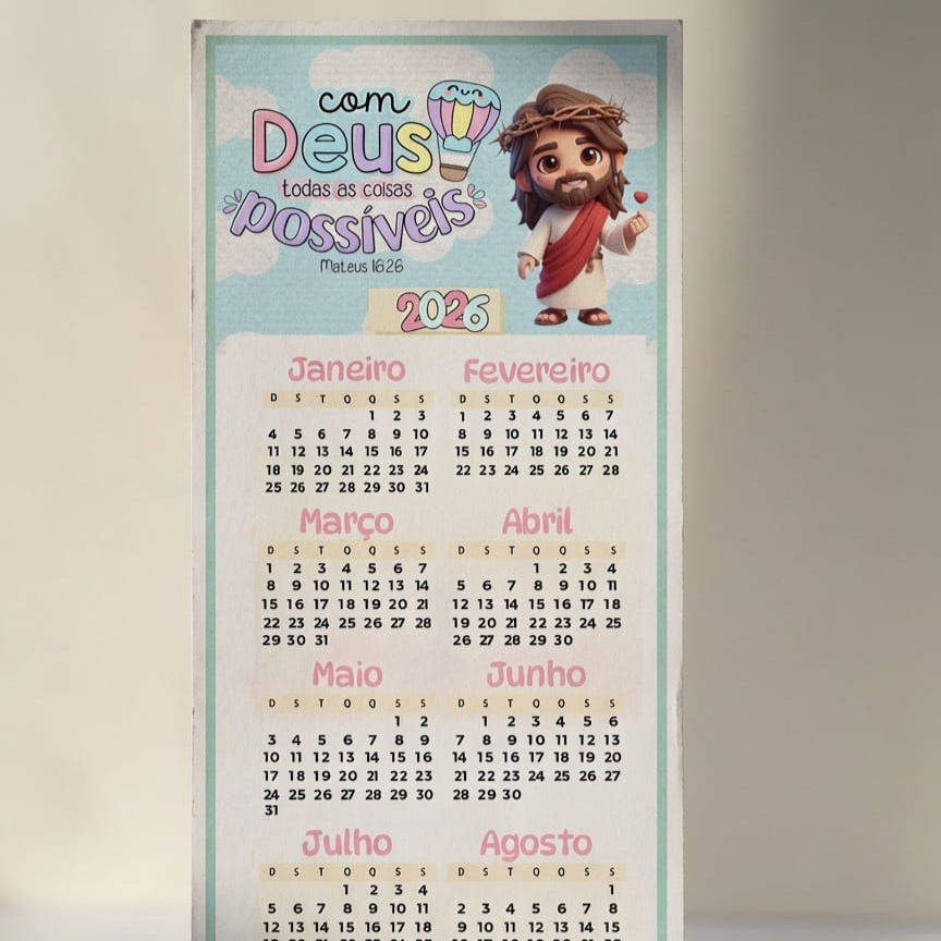Miniatura: ✝️💞 Calendário Marca Página Jesus Cut | Com Frases Bíblicas