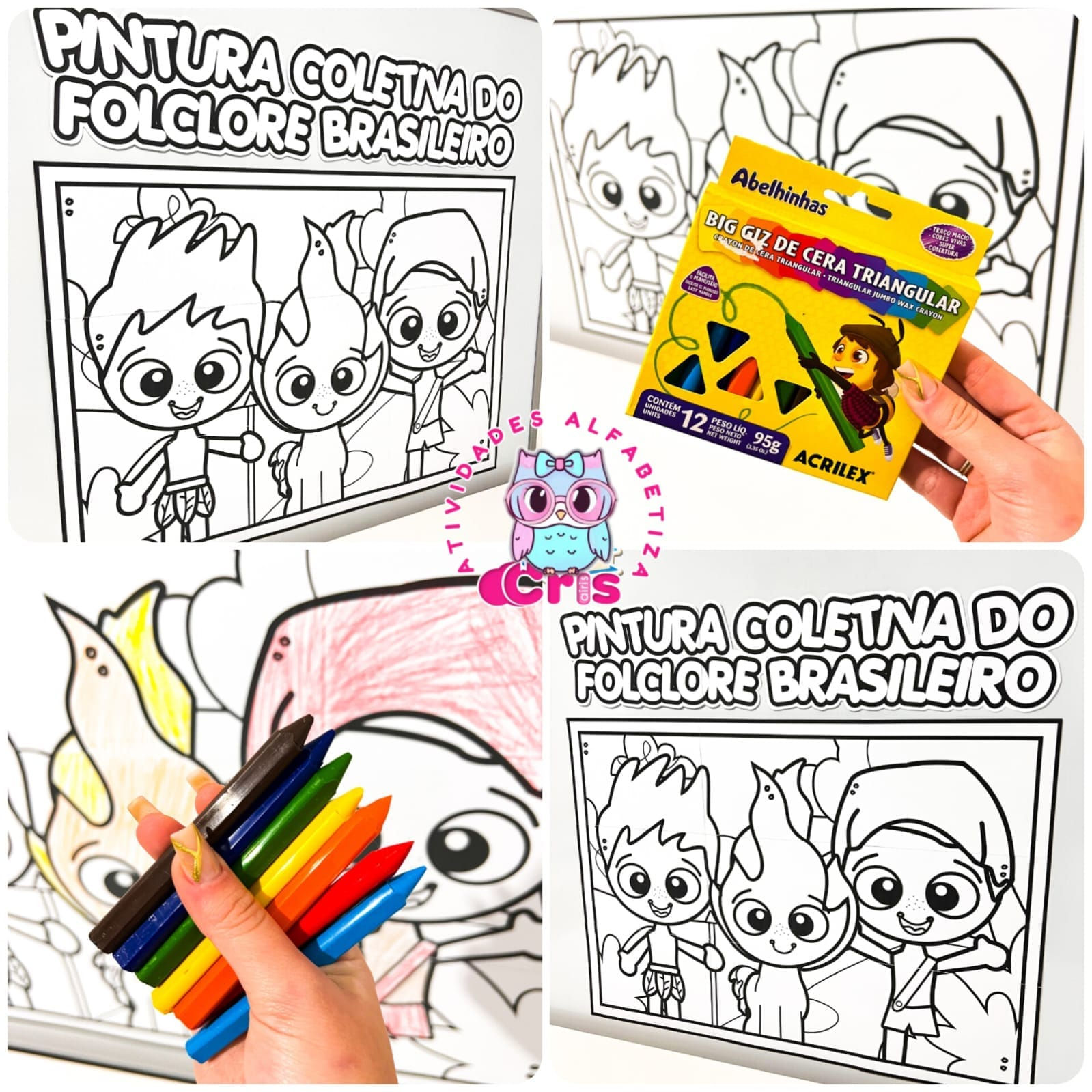 🌪️ Cartaz Colaborativo Folclore para Colorir com a Turma 🎨