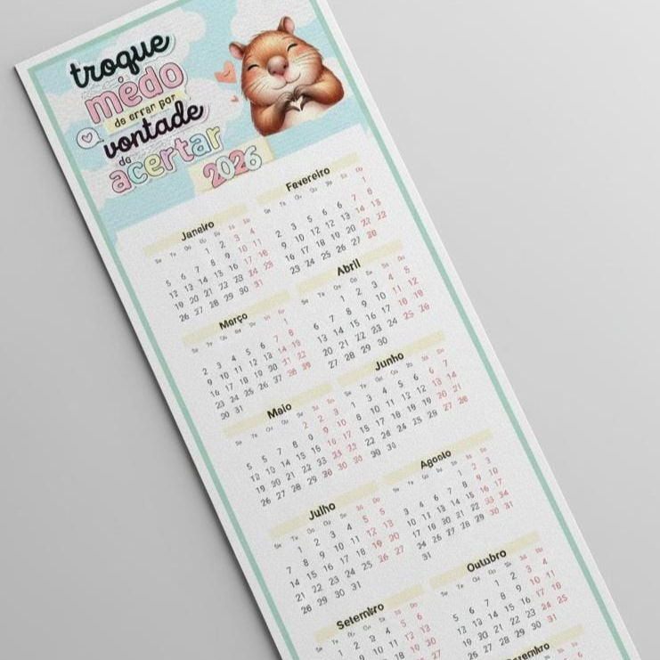 Miniatura: ❤️ Marca Página Calendário Capivara Fofa em PDF