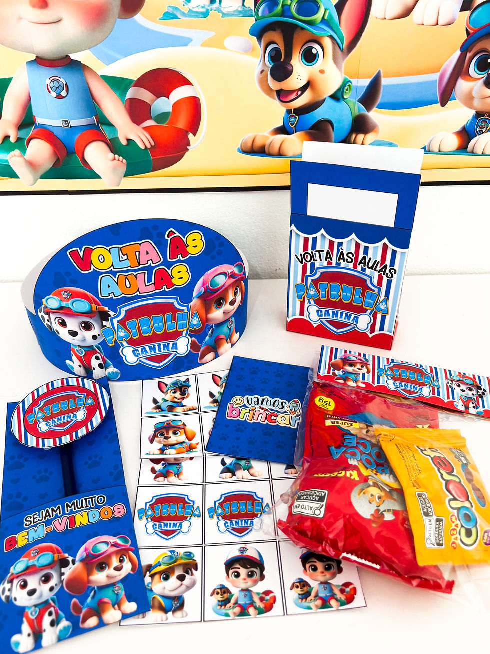 Miniatura: 🐶 Kit Volta as Aulas Patrulha Canina Pool Party | Painel e Lembrancinhas Volta