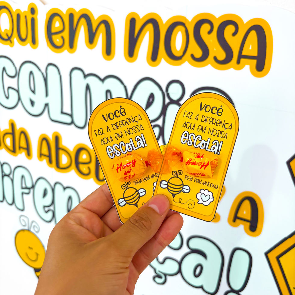 Miniatura: 🐝🍯 Painel e Lembrancinha Colmeia | Recepção Equipe Escolar