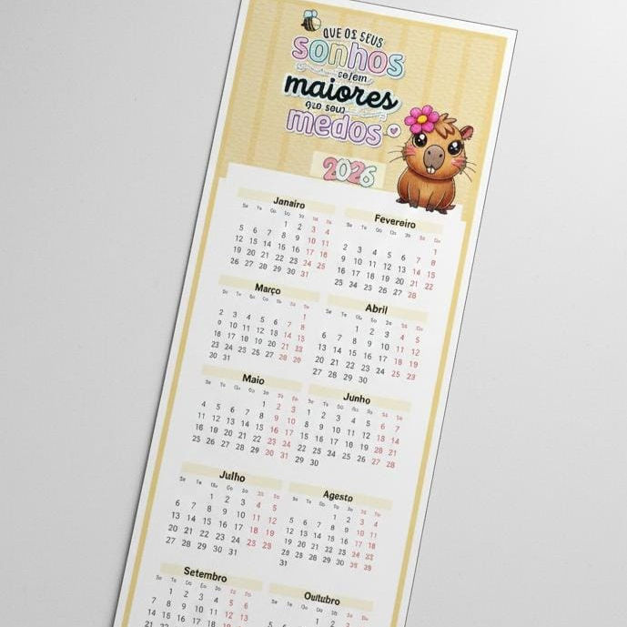 Miniatura: ❤️ Marca Página Calendário Capivara Fofa em PDF