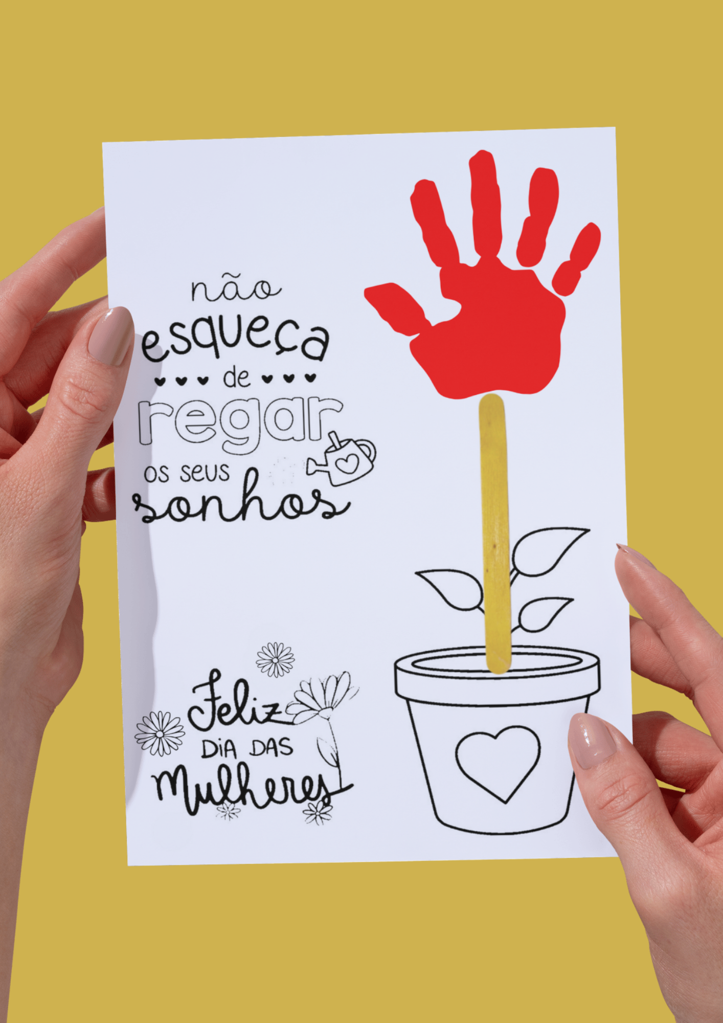 Atividade e cartão lembrancinha dia das mulheres para colorir