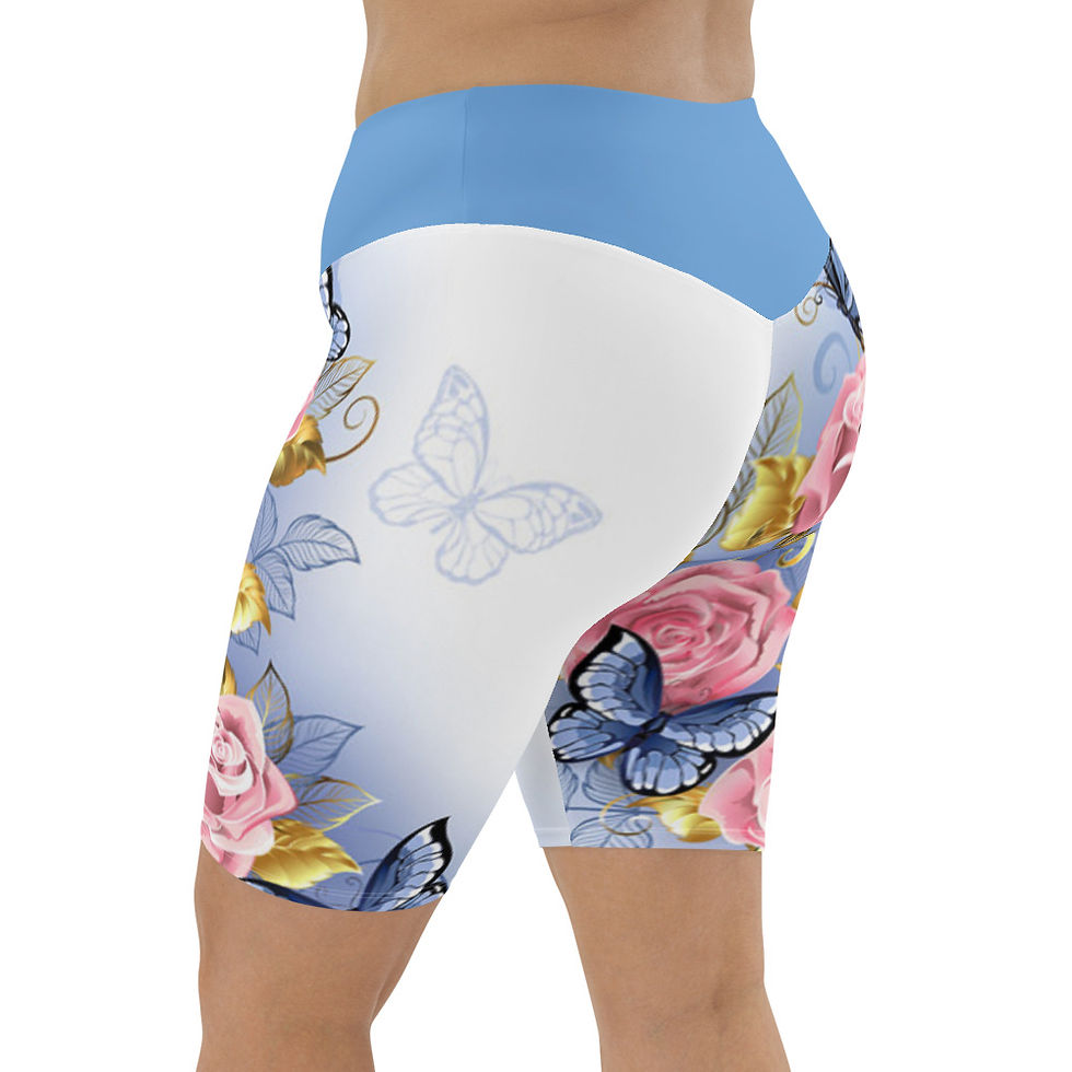 Thumbnail: Butterflies & Roses Athletic Breathable, Comfortable, Bikers’ Shorts