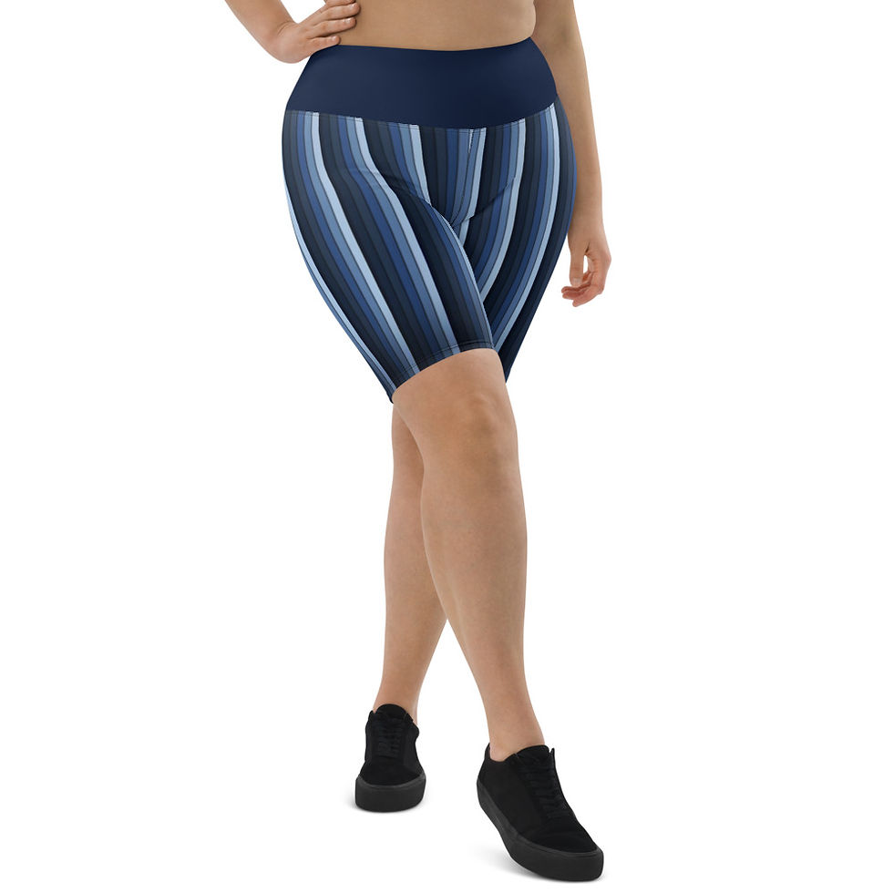 Miniatura: Blue Stripes Athletic Breathable, Comfortable, Bikers’ Shorts