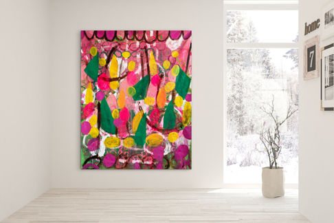 Abstract painting inspired by nature, created by Norwegian visual artist Kristin Romberg. Contemporary art with expressive colors and textures. Acrylic on canvas. Keywords: abstract art, modern painting, nature inspired, contemporary artist, art for sale, Kristin Romberg.