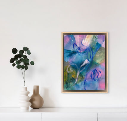 Abstract painting inspired by nature, created by Norwegian visual artist Kristin Romberg. Contemporary art with expressive colors and textures. Acrylic on canvas. Keywords: abstract art, modern painting, nature inspired, contemporary artist, art for sale, Kristin Romberg.
