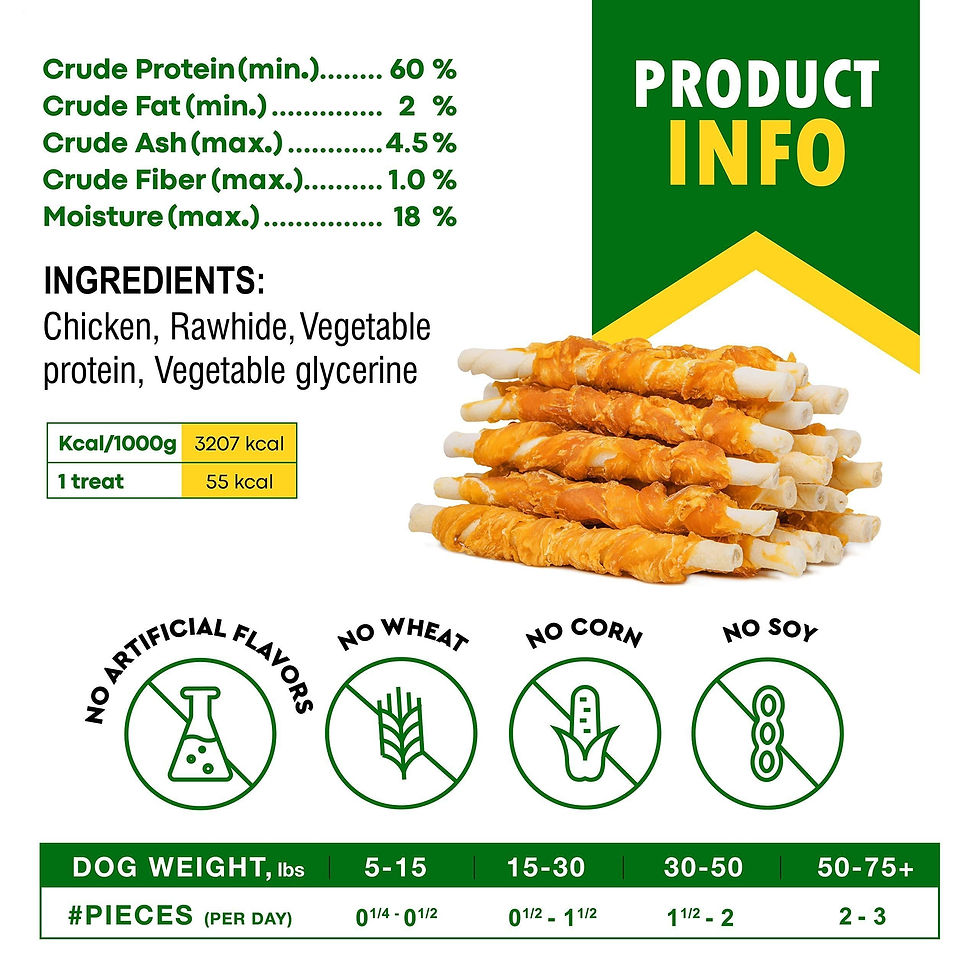 Thumbnail: Dog Rawhide Sticks Wrapped with Chicken Pet Natural Chew Treats Grain Free Snack