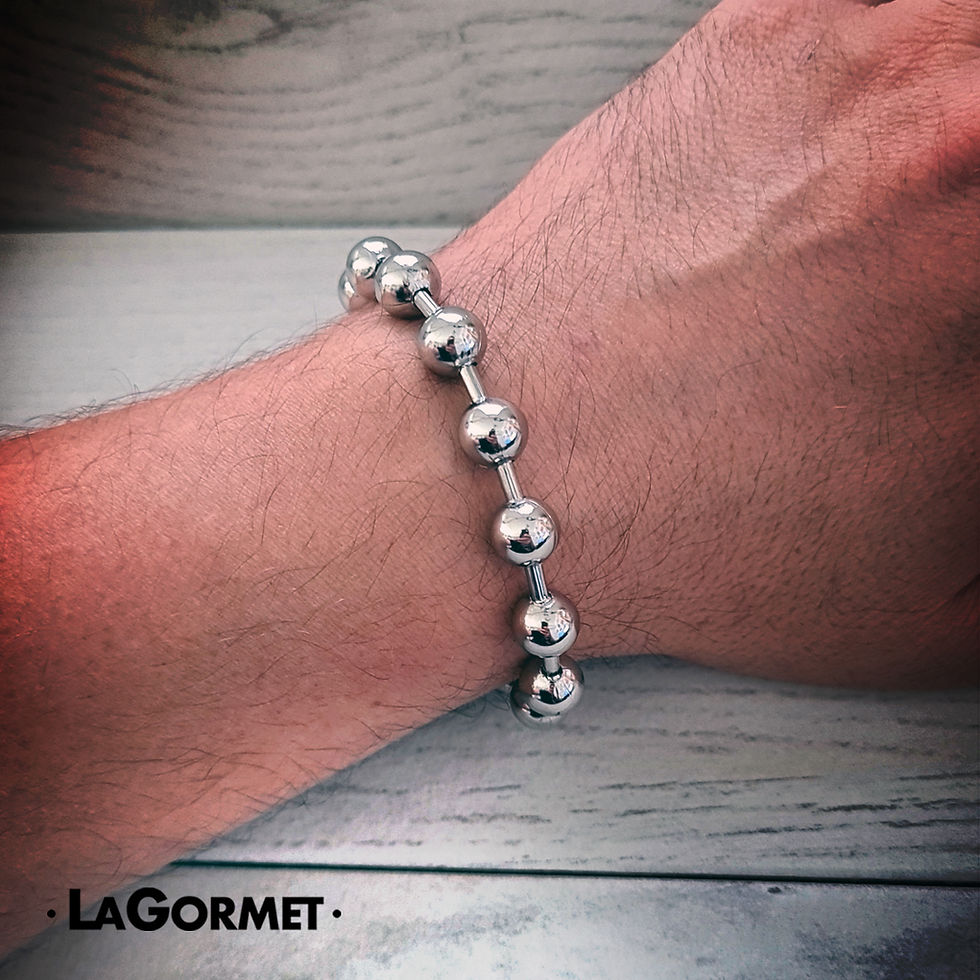 LaGormet | צמיד זוהר - גורמט חרוזי פלדה גדול