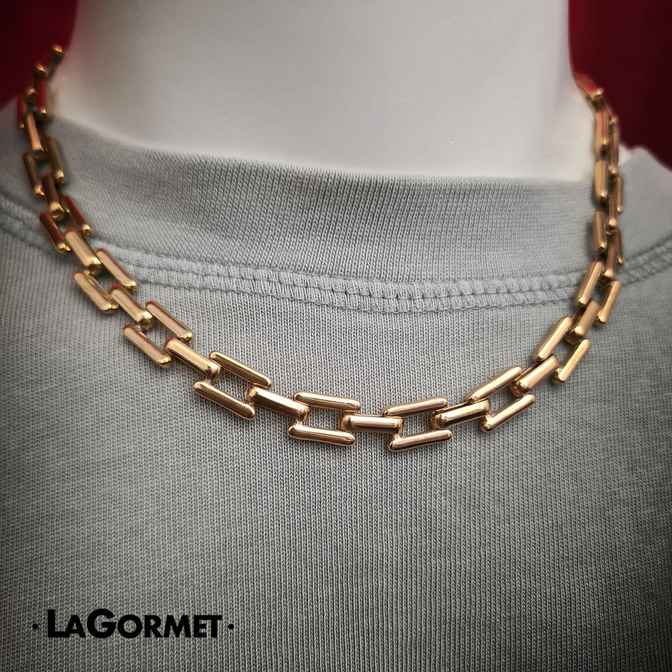LaGormet | שרשרת יבל - גורמט זהב חוליות מלבניות